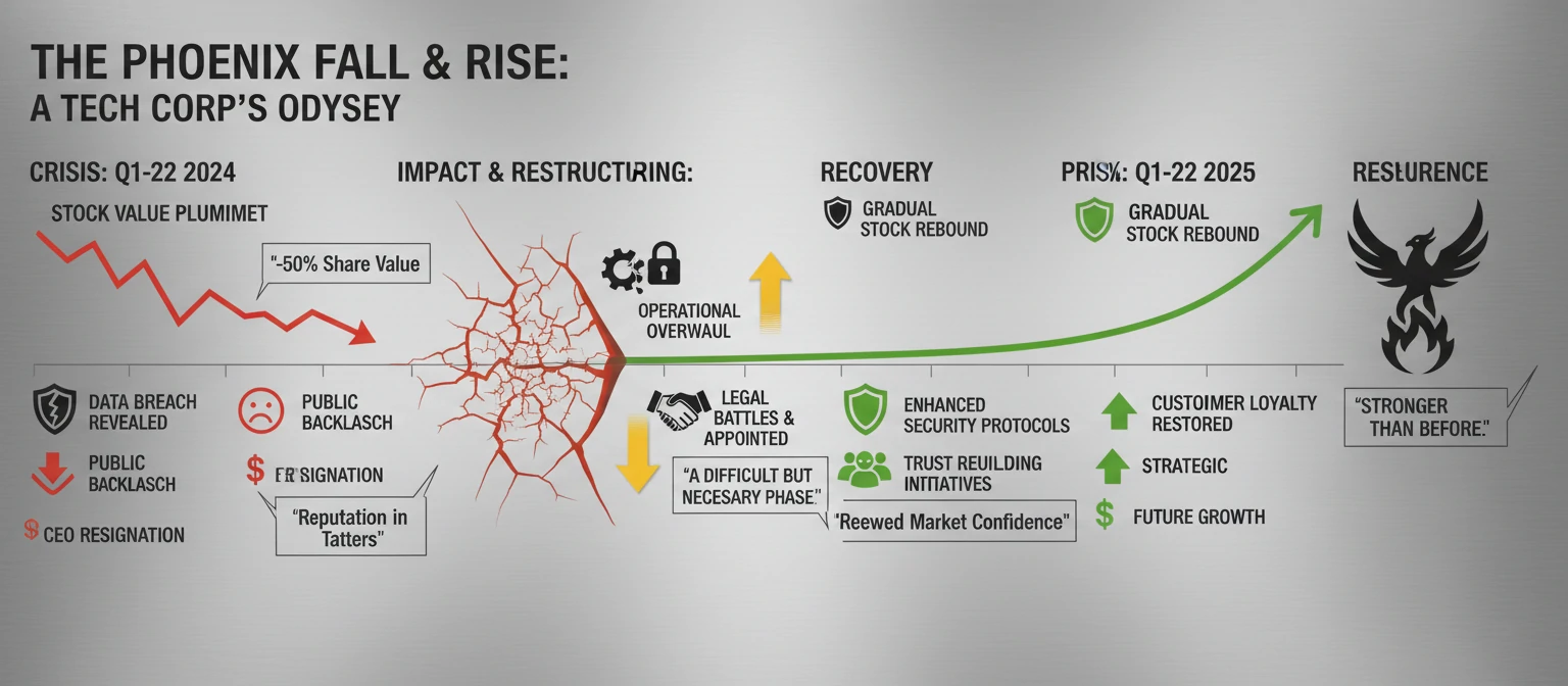 Case study timeline showing reputation management strategies