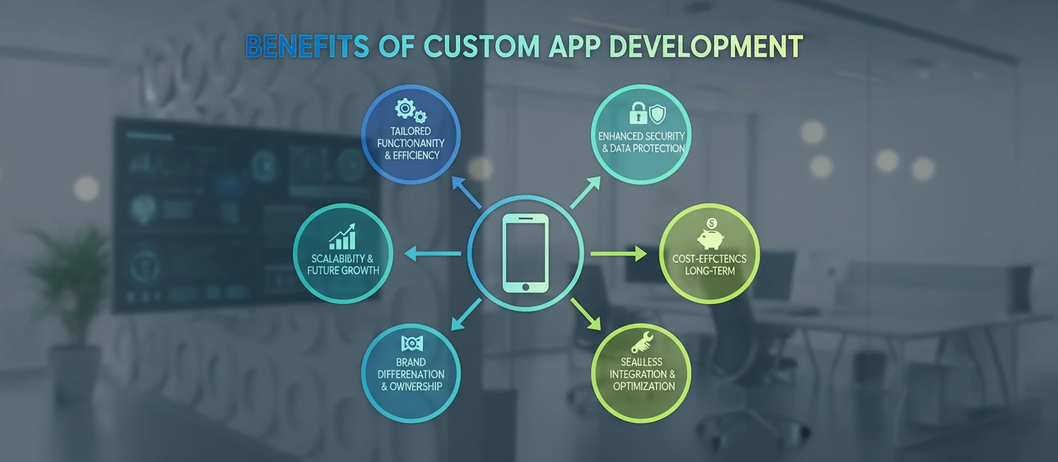 Chart illustrating benefits of custom app development