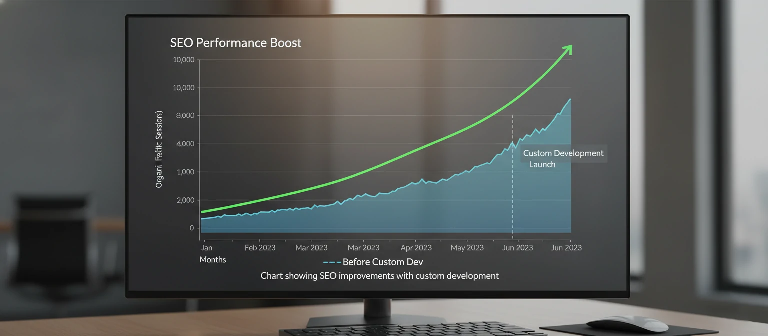Chart showing SEO improvements with custom development