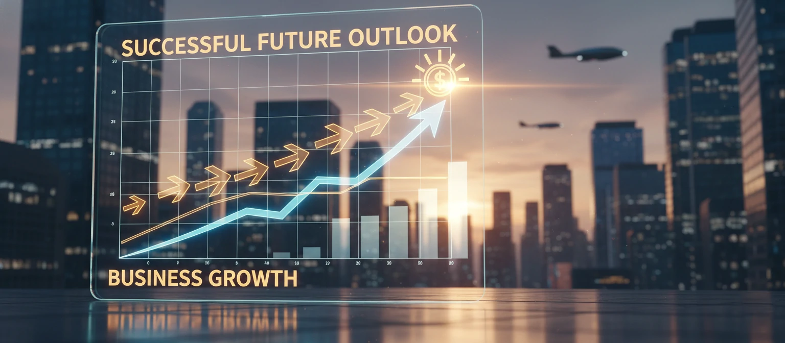 Chart showing business growth and successful future outlook
