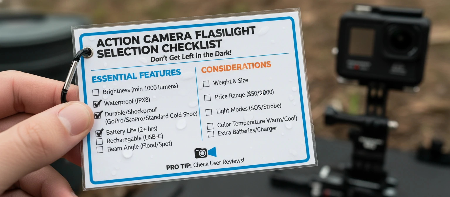 Checklist for selecting an action camera flashlight