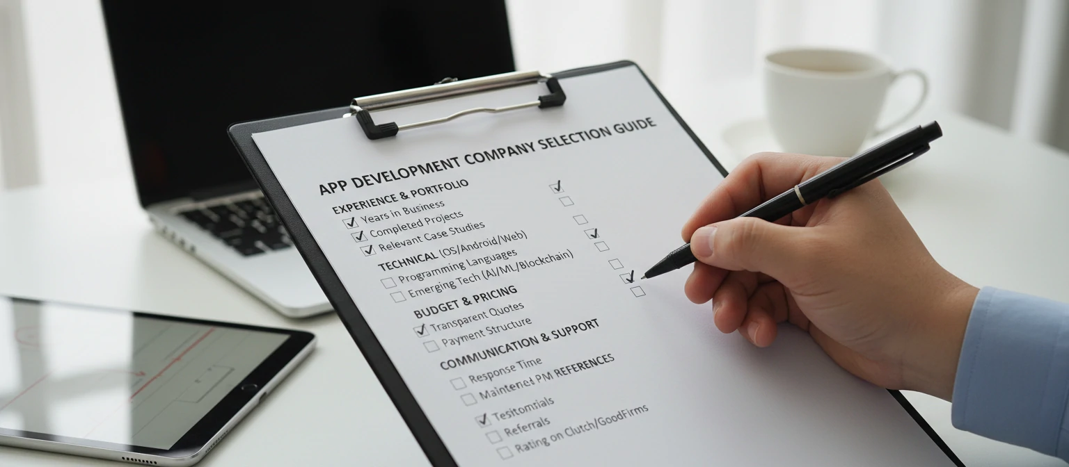 Checklist for selecting an app development company