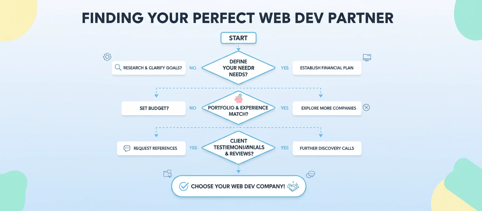 Checklist graphic for selecting a web development company