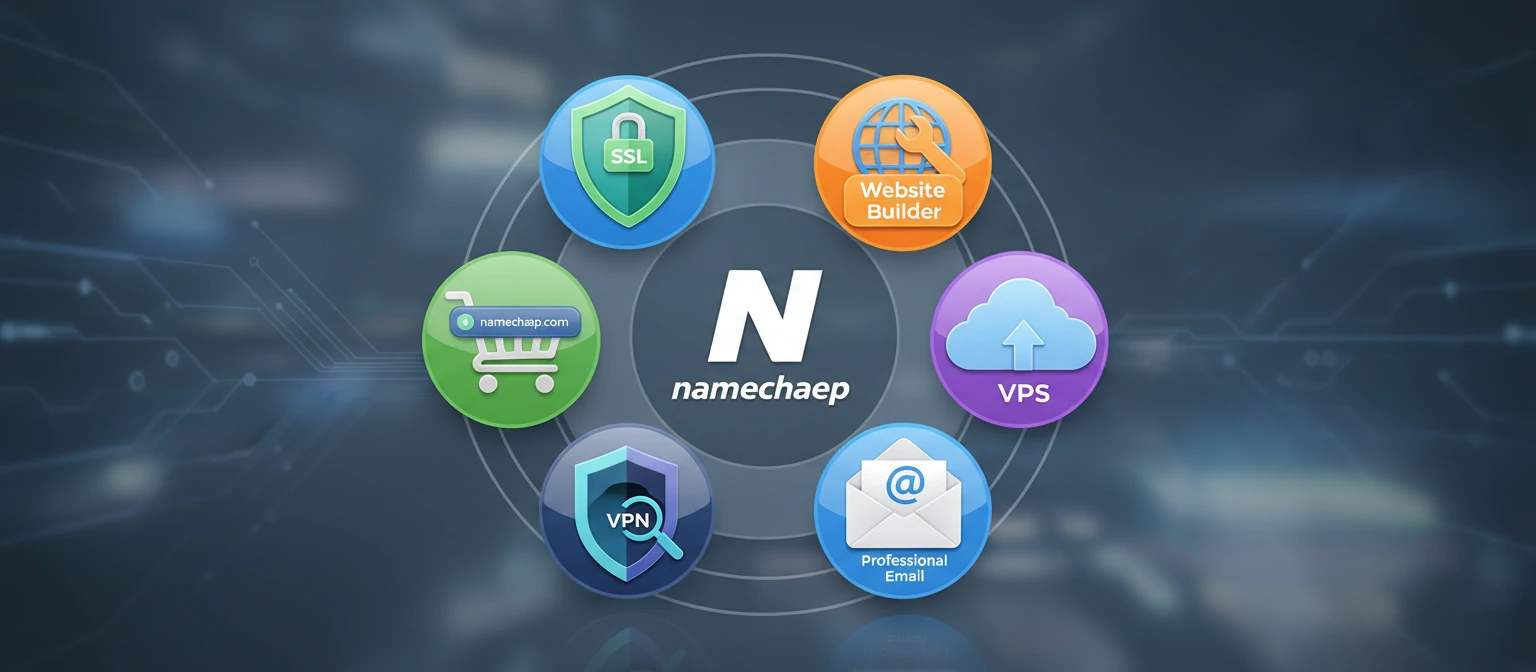 Collage of Namecheap's service icons