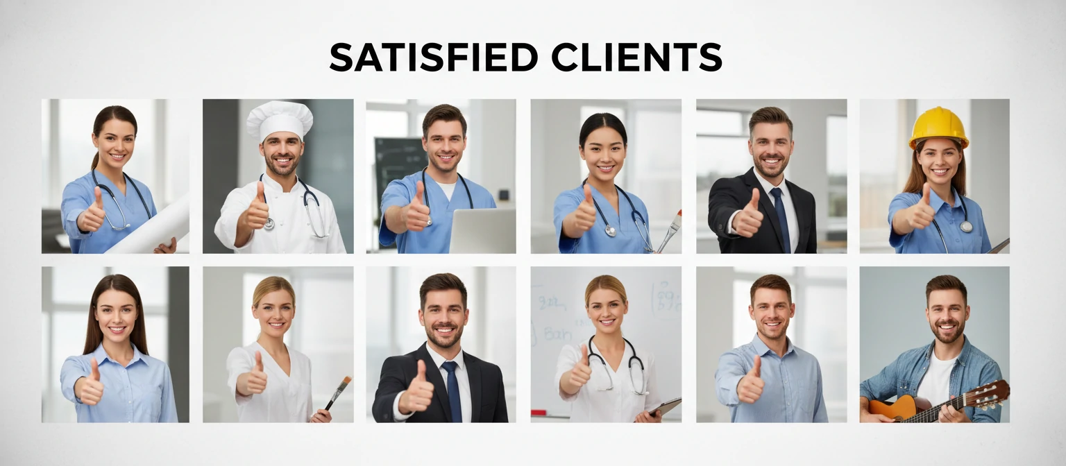Collage of happy client testimonials
