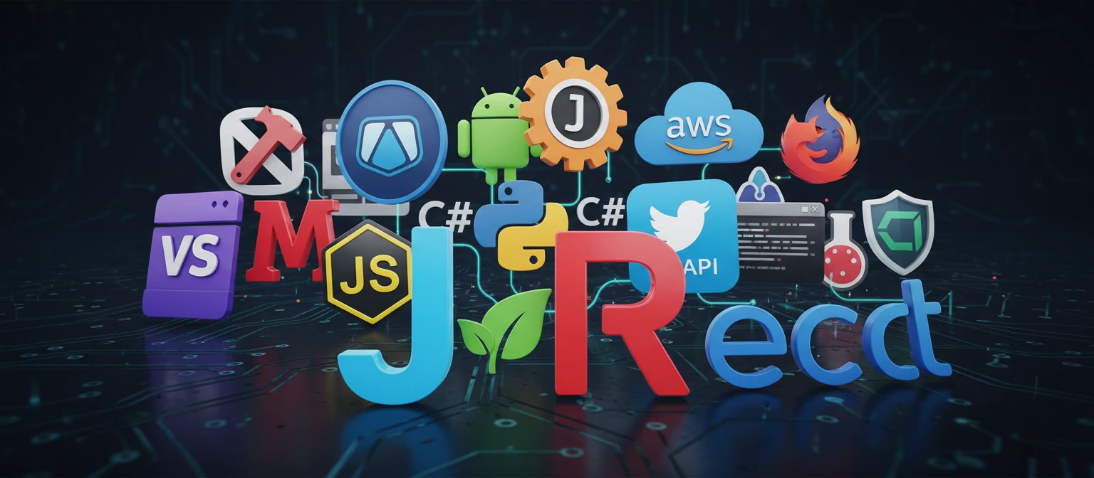 Collage of popular development tools icons