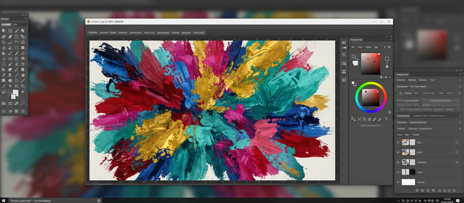 Colorful brush strokes demonstrating Photoshop's brush color capabilities