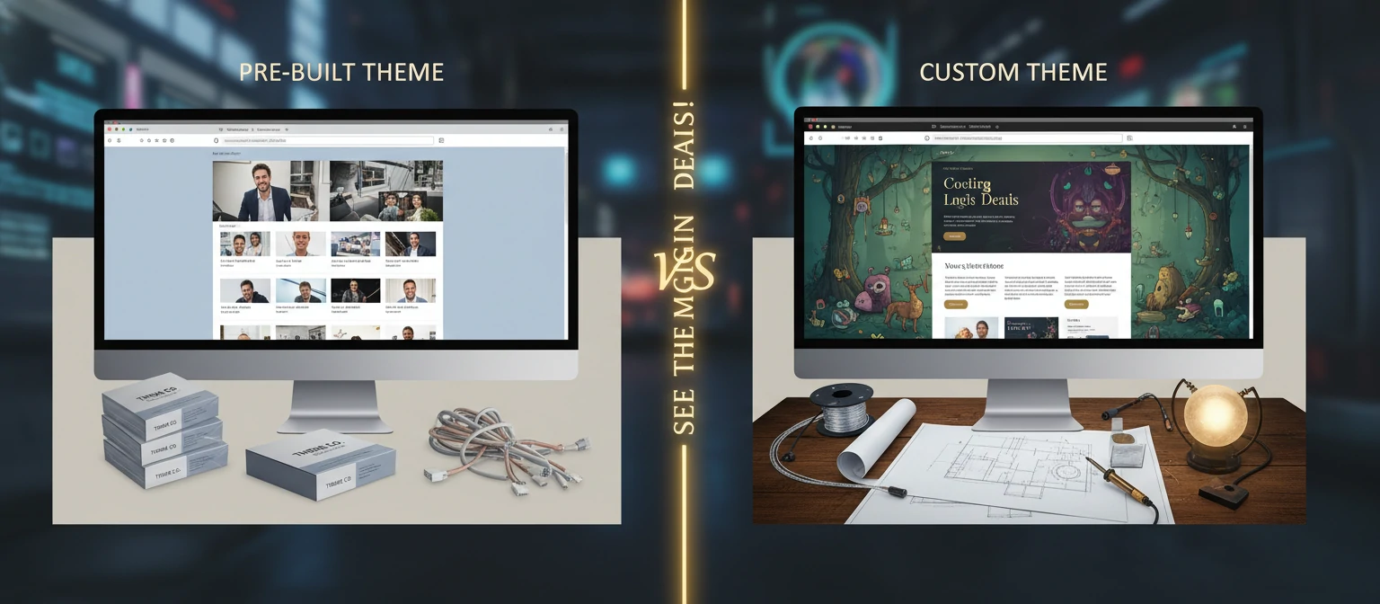 Comparison between custom and pre-built WordPress themes