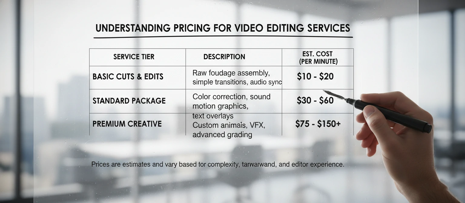 Cost comparison chart for different video editing services