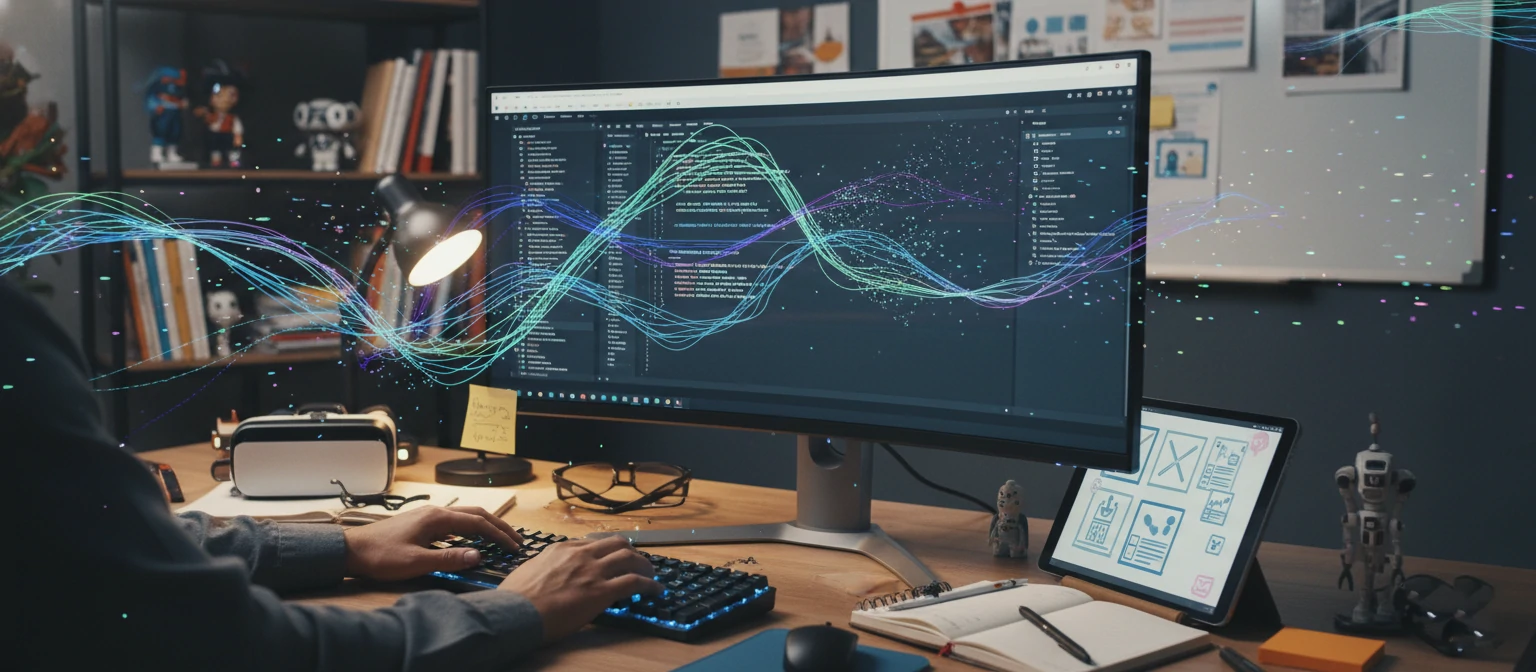 Custom WordPress development dashboard showing code and design elements