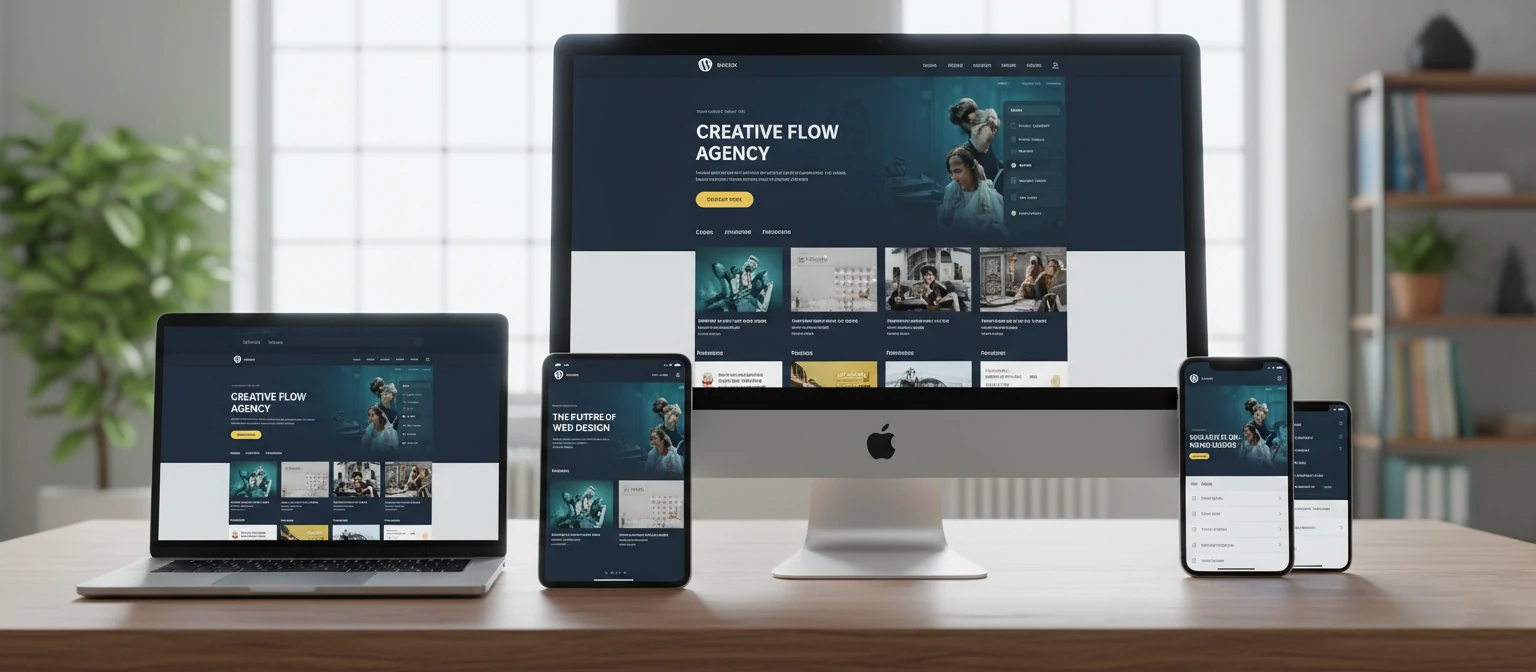 Custom WordPress website displayed on desktop, tablet, and mobile devices