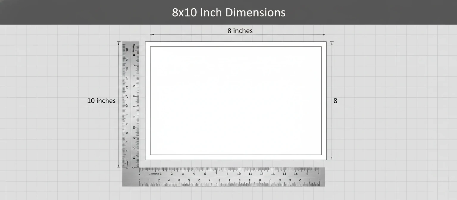 Diagram of 8x10 photo dimensions in inches and centimeters