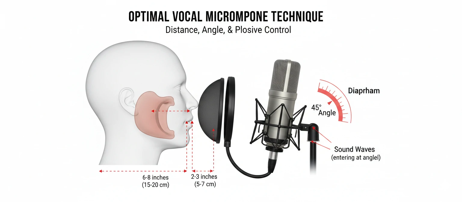 Diagram showing proper microphone positioning