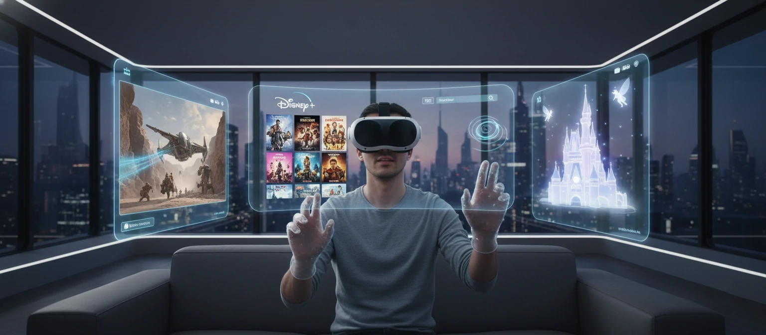 Disney+ app in Vision Pro showing spatial content