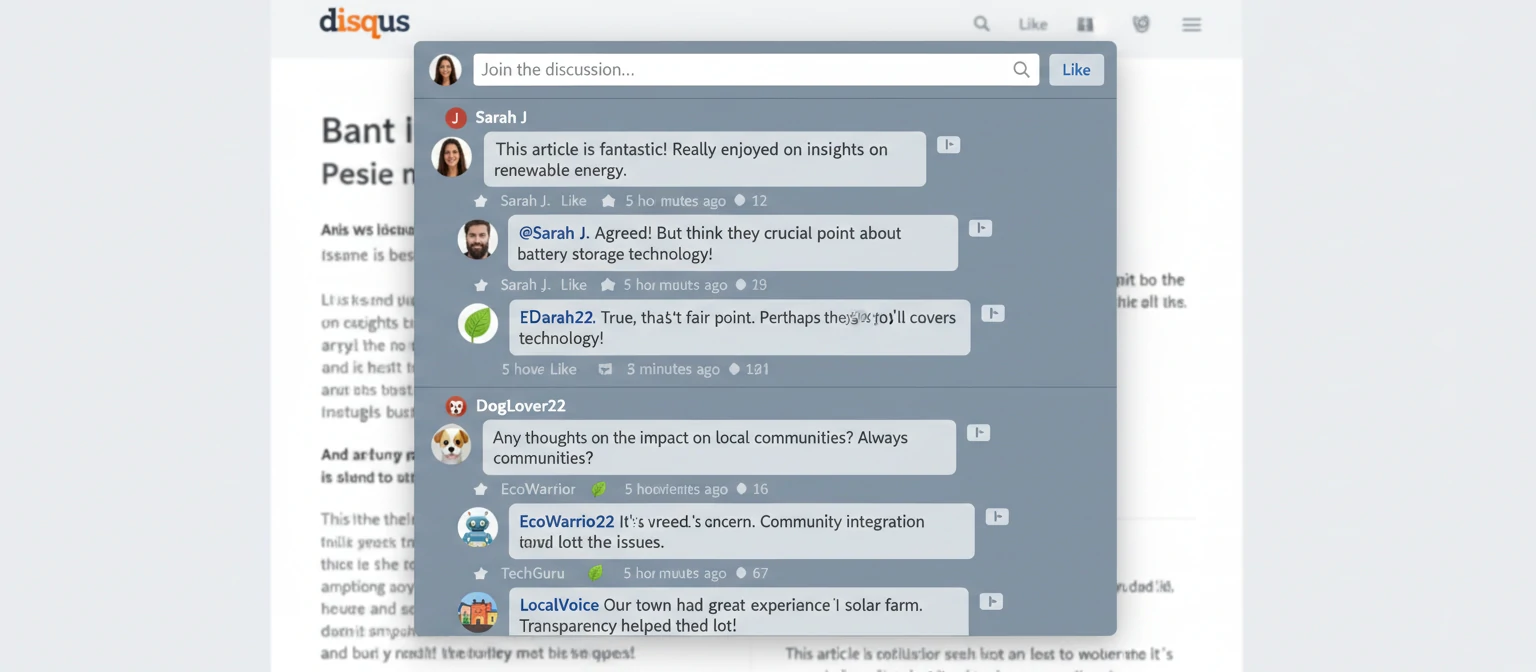 Disqus comment platform interface showing threaded comments