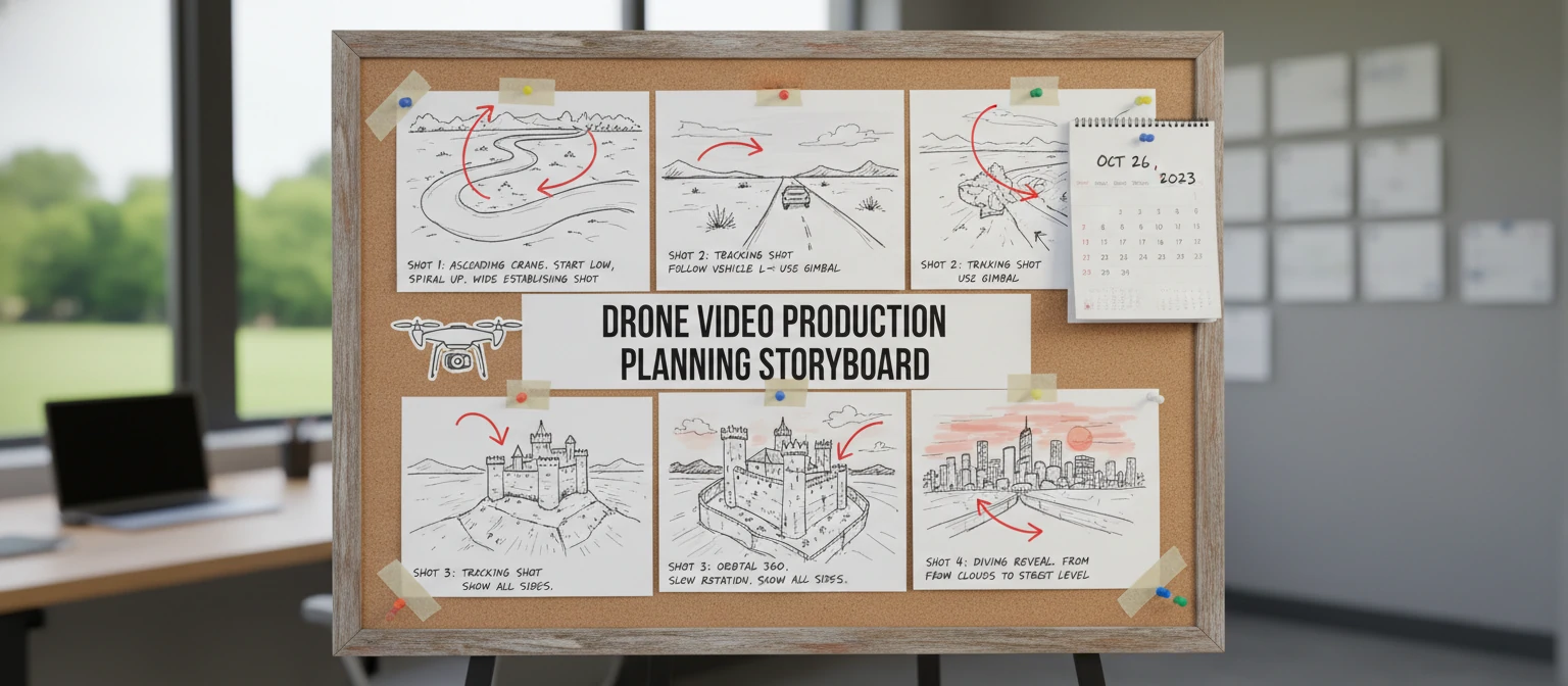 Drone video production planning storyboard