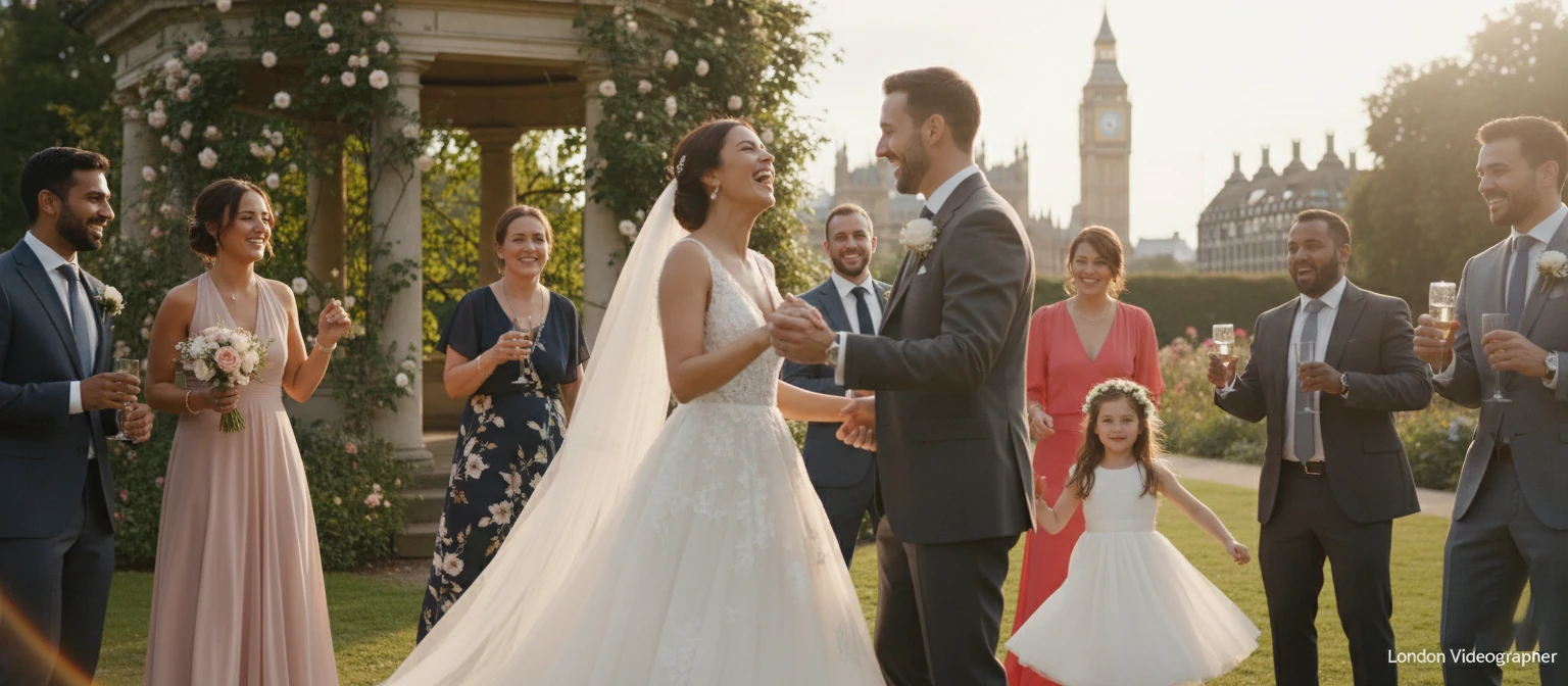 Edited wedding video still from London videographer