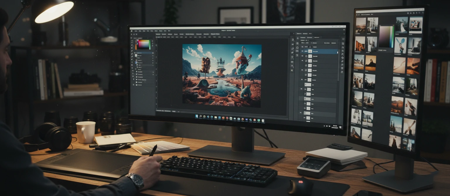 Essential tools and software in professional Photoshop services