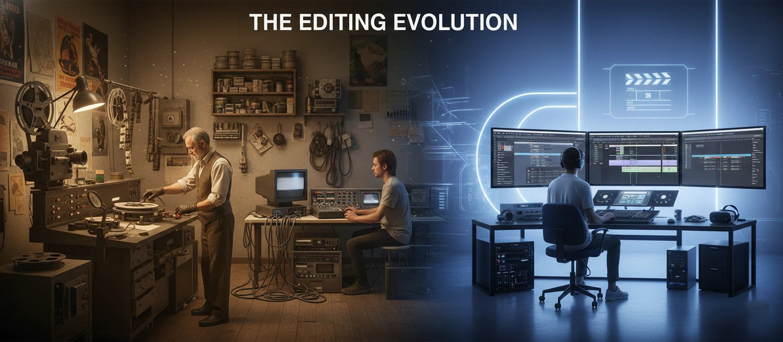 Evolution from film reels to digital video editing