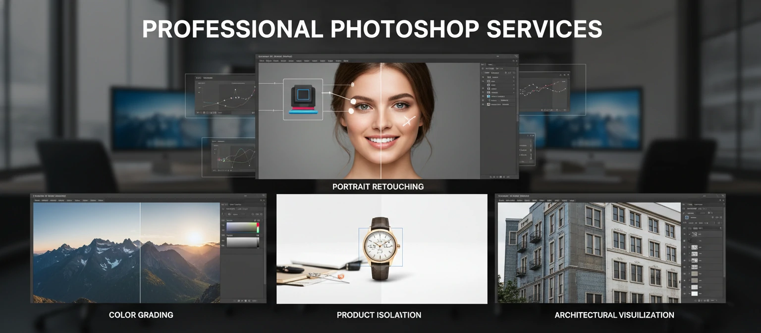 Examples of various professional Photoshop services