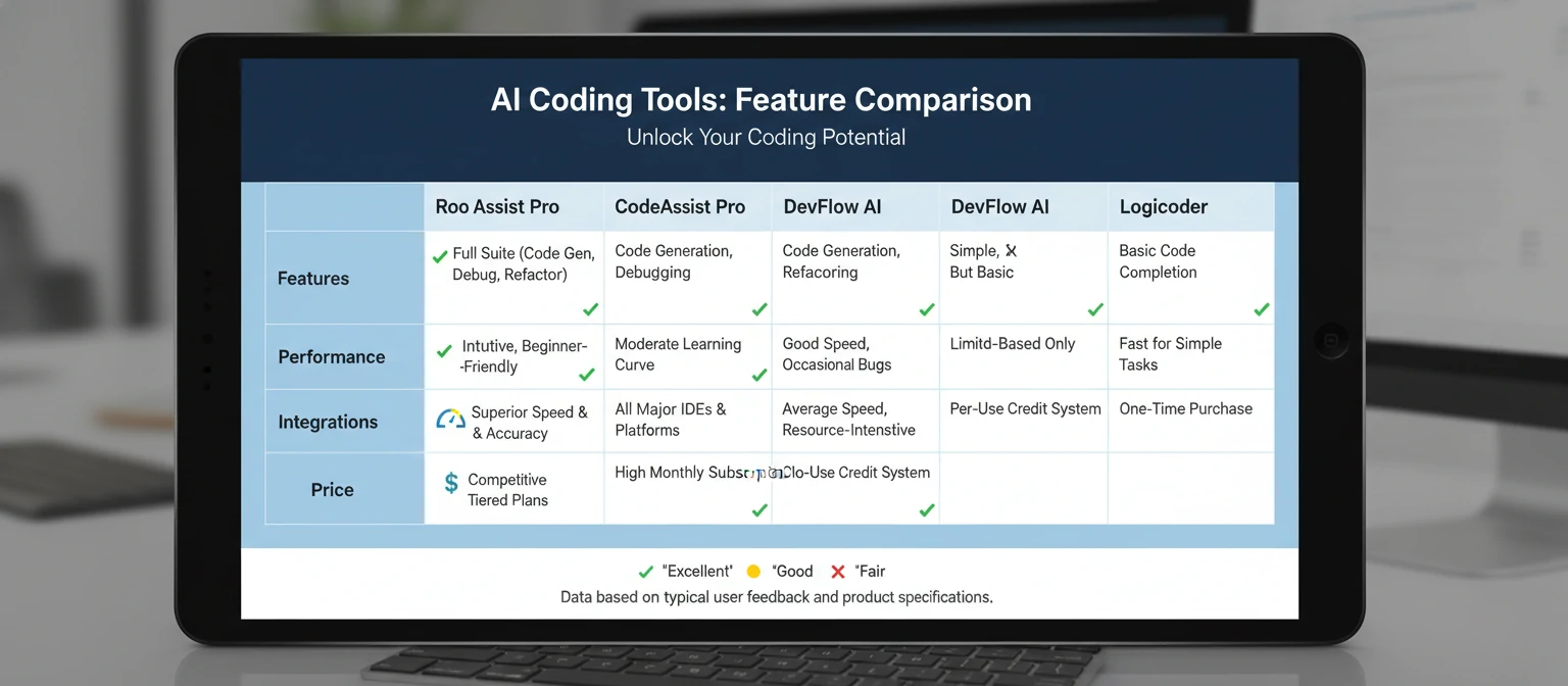 Feature comparison between Roo Code AI and other AI coding tools