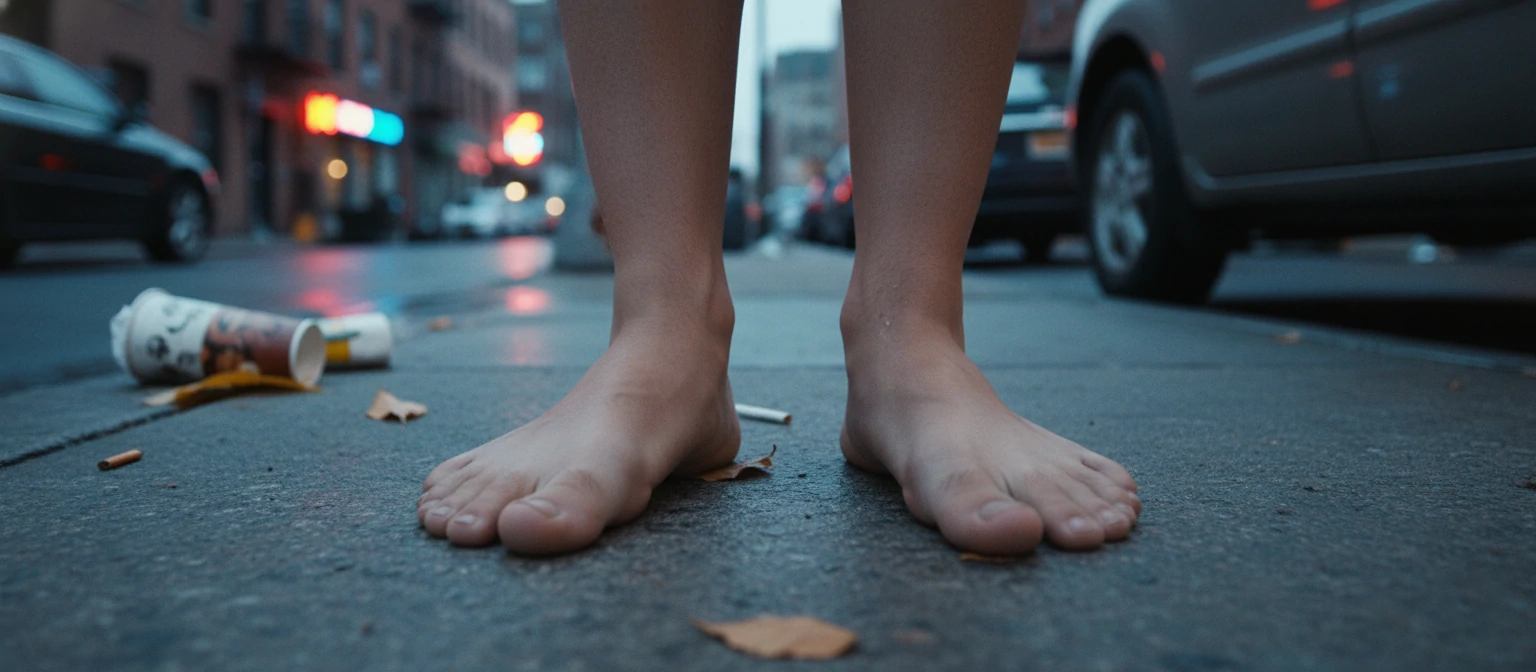 Feet in urban setting