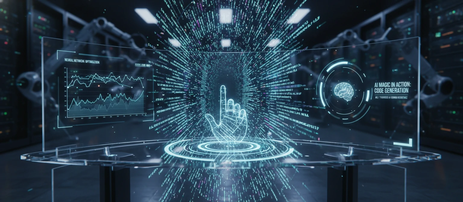 Futuristic AI coding interface