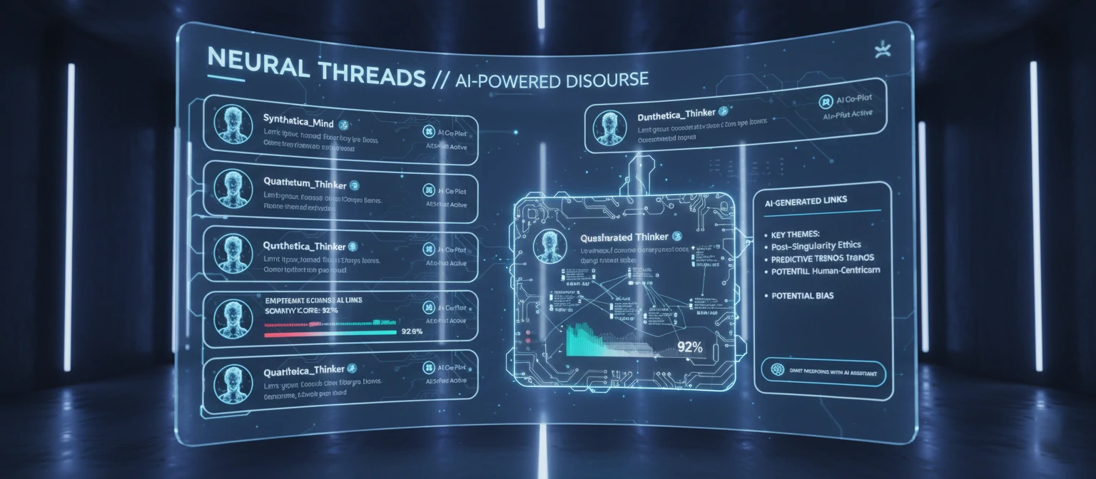 Futuristic comment interface with AI elements