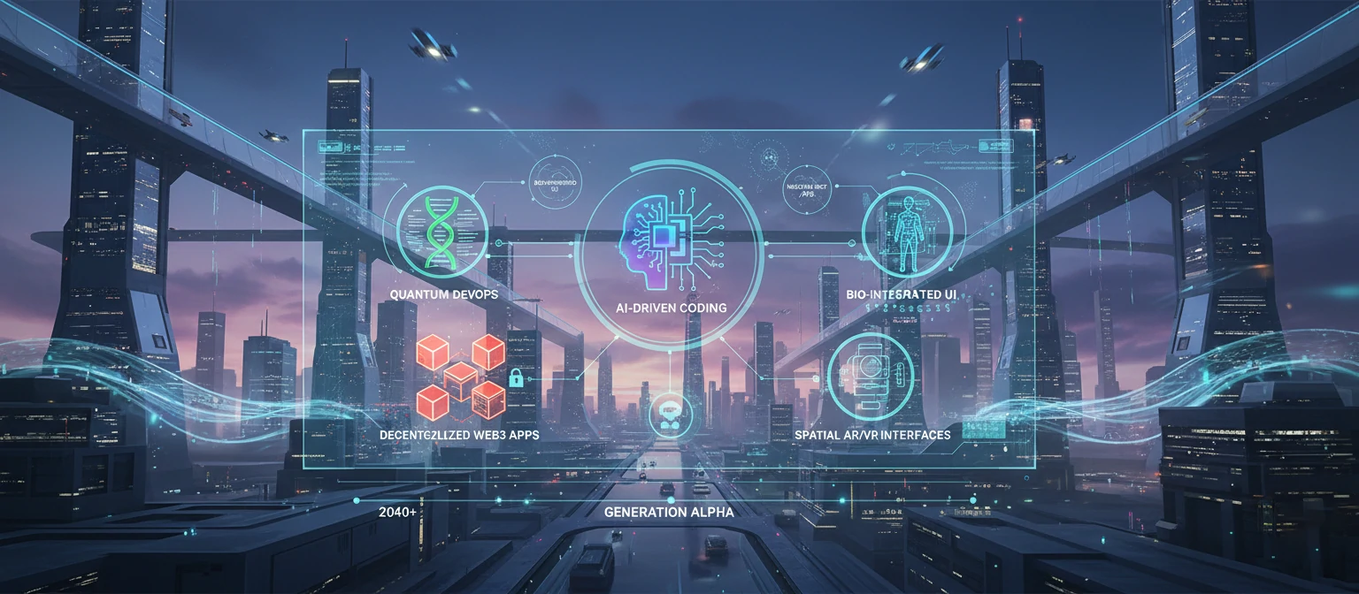 Futuristic illustration of emerging app development technologies
