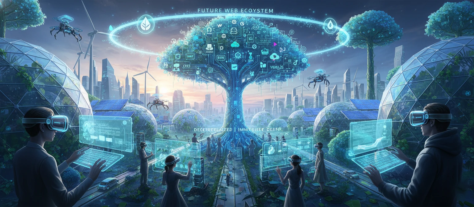 Futuristic illustration of web development trends