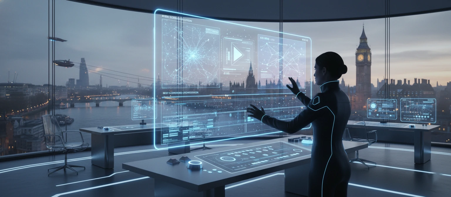 Futuristic video editing technology concept