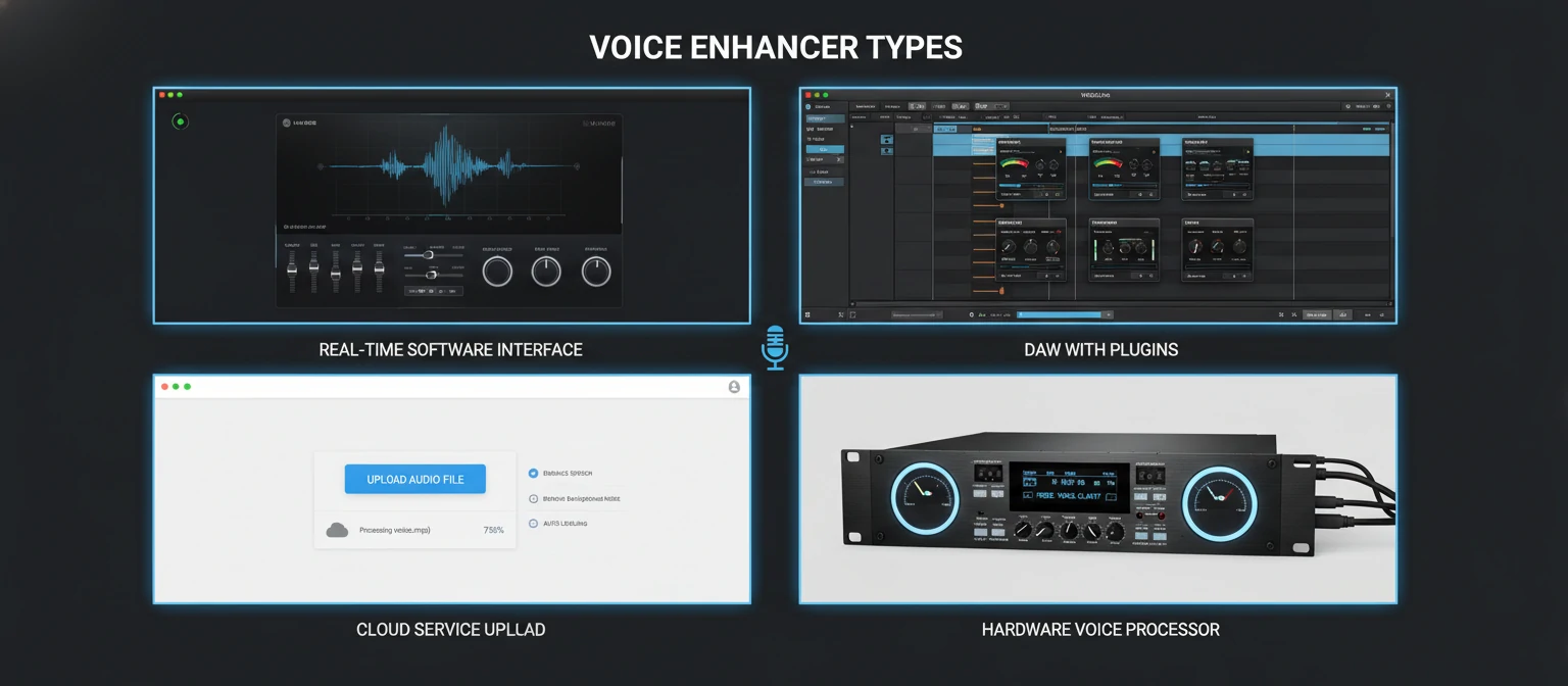 Grid showing different voice enhancer types