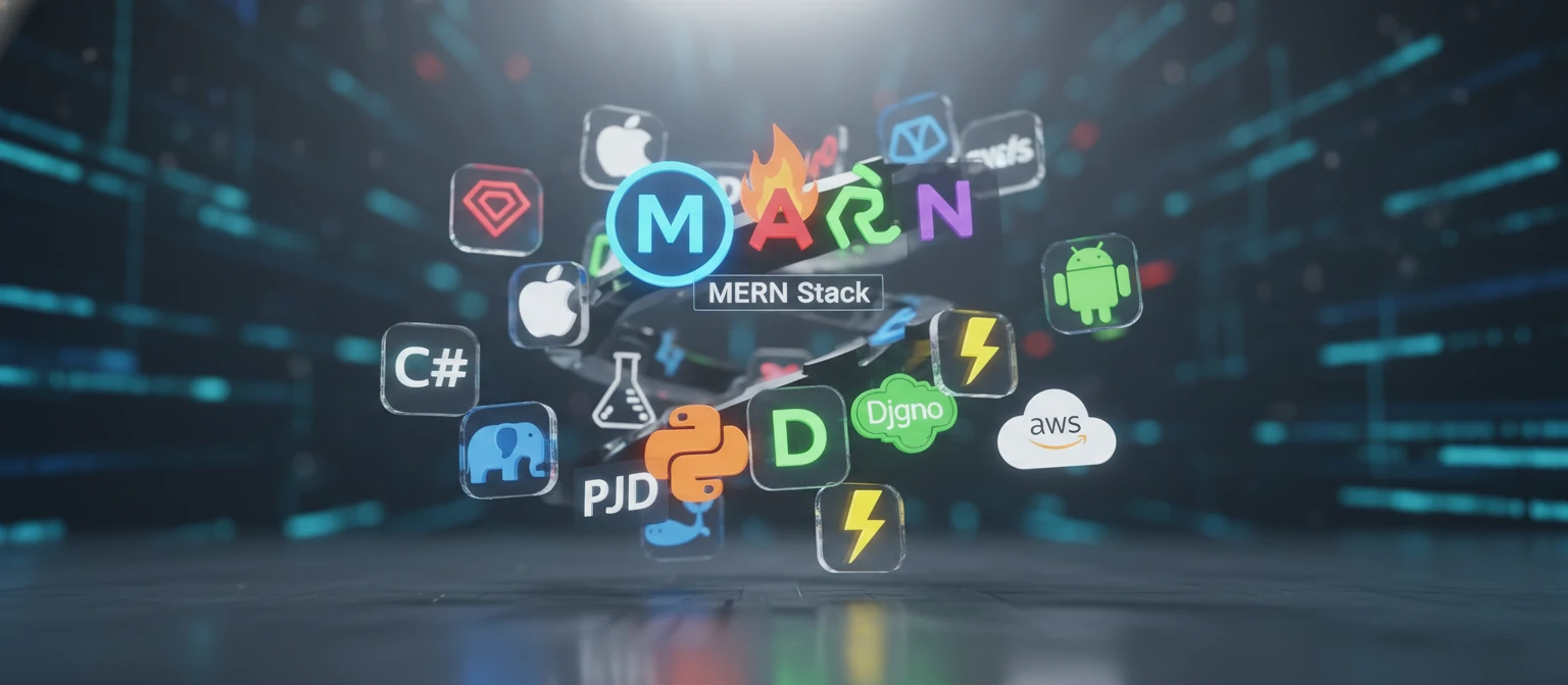 Icons representing different tech stacks