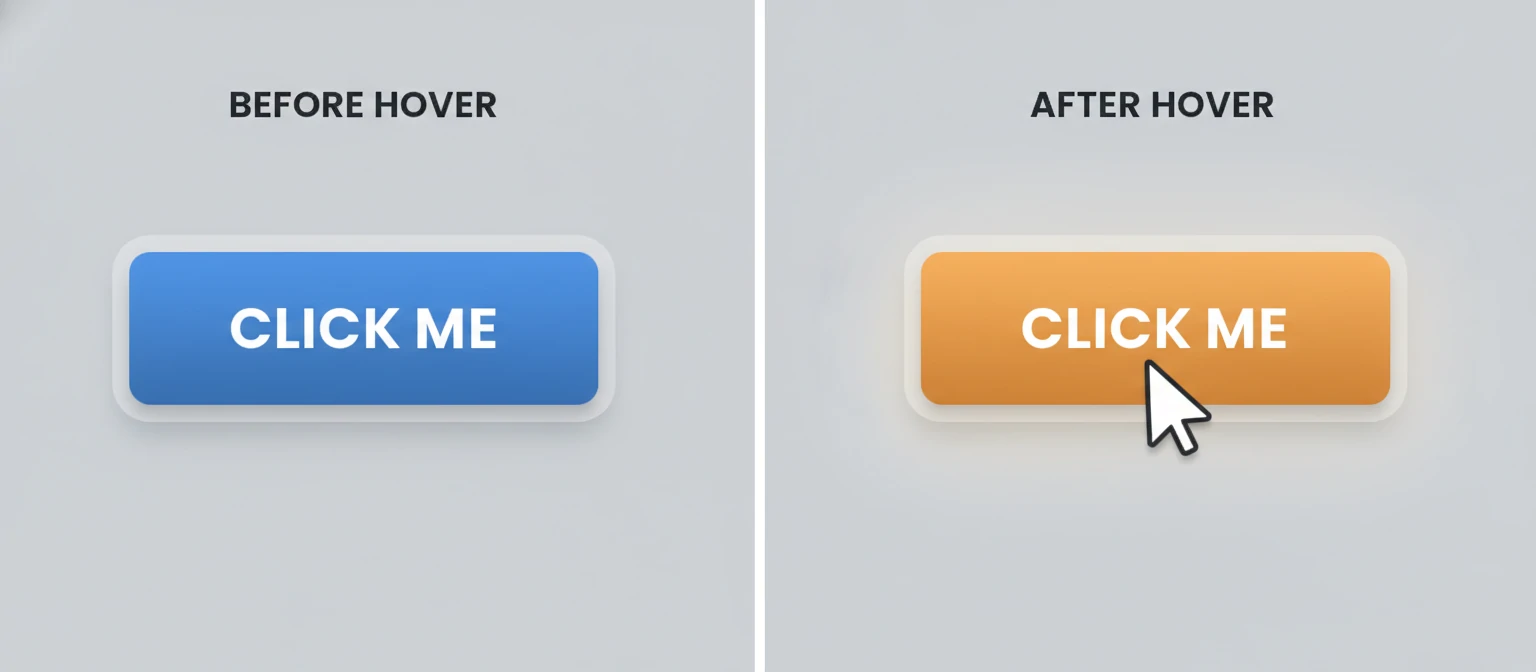 Image showing a button before and after hover with color change