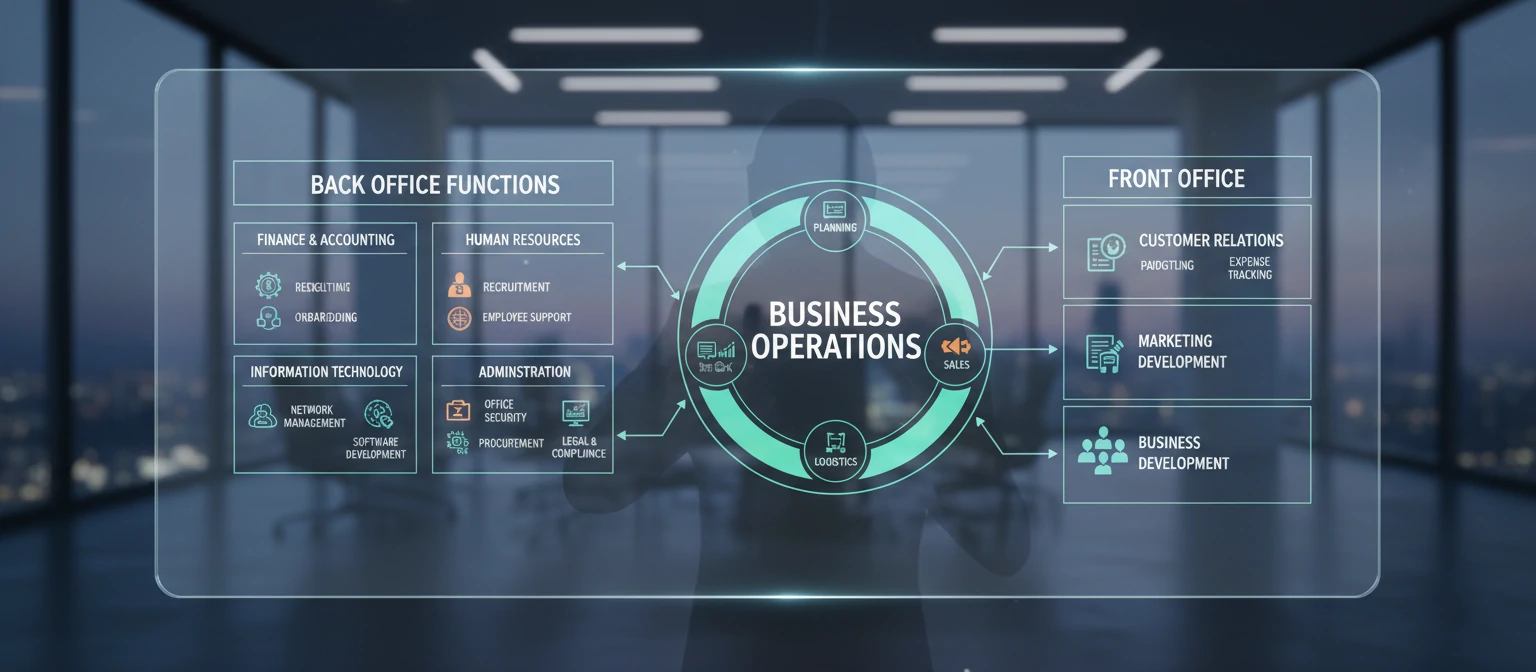 Infographic illustrating business operations and back office functions