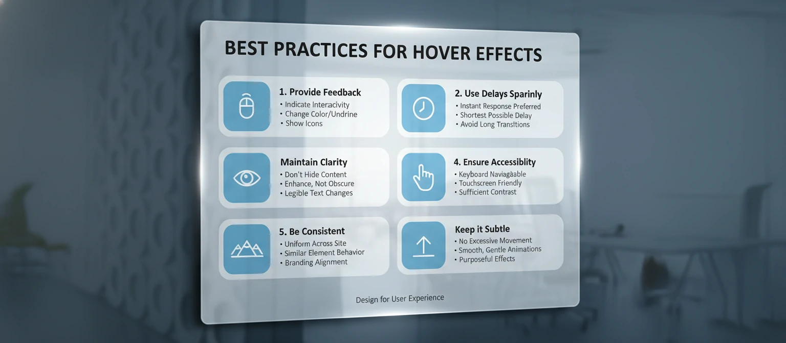 Infographic showing best practices for hover effects