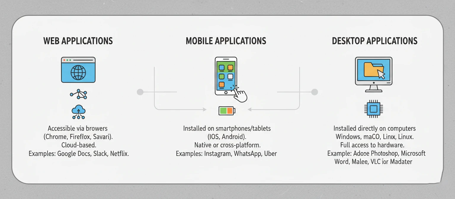 Infographic showing different types of applications
