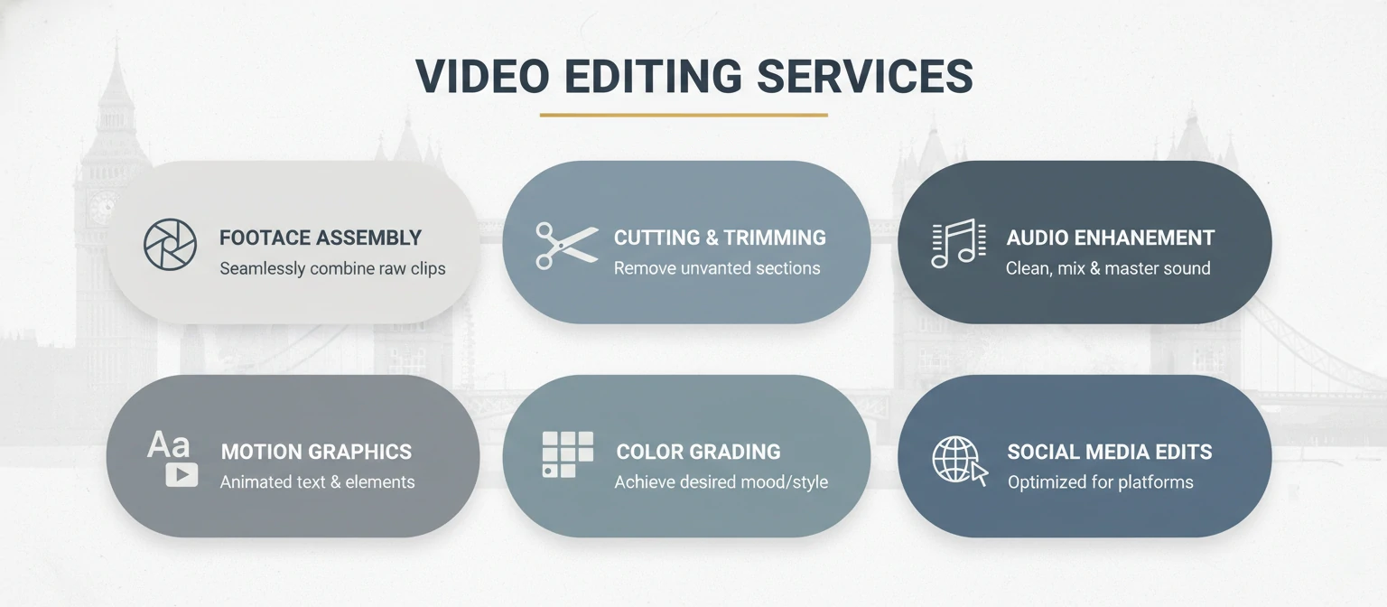 Infographic showing different video editing services