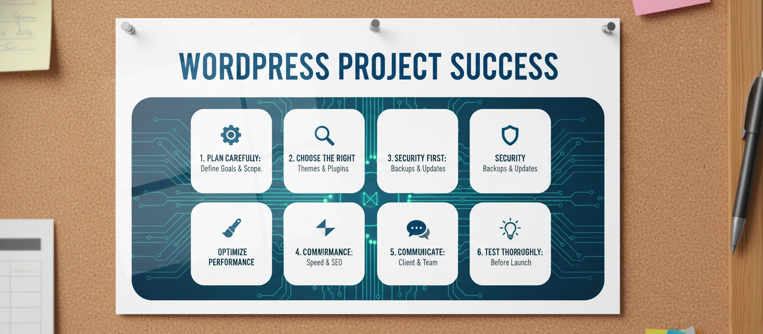 Infographic with key tips for successful custom WordPress development