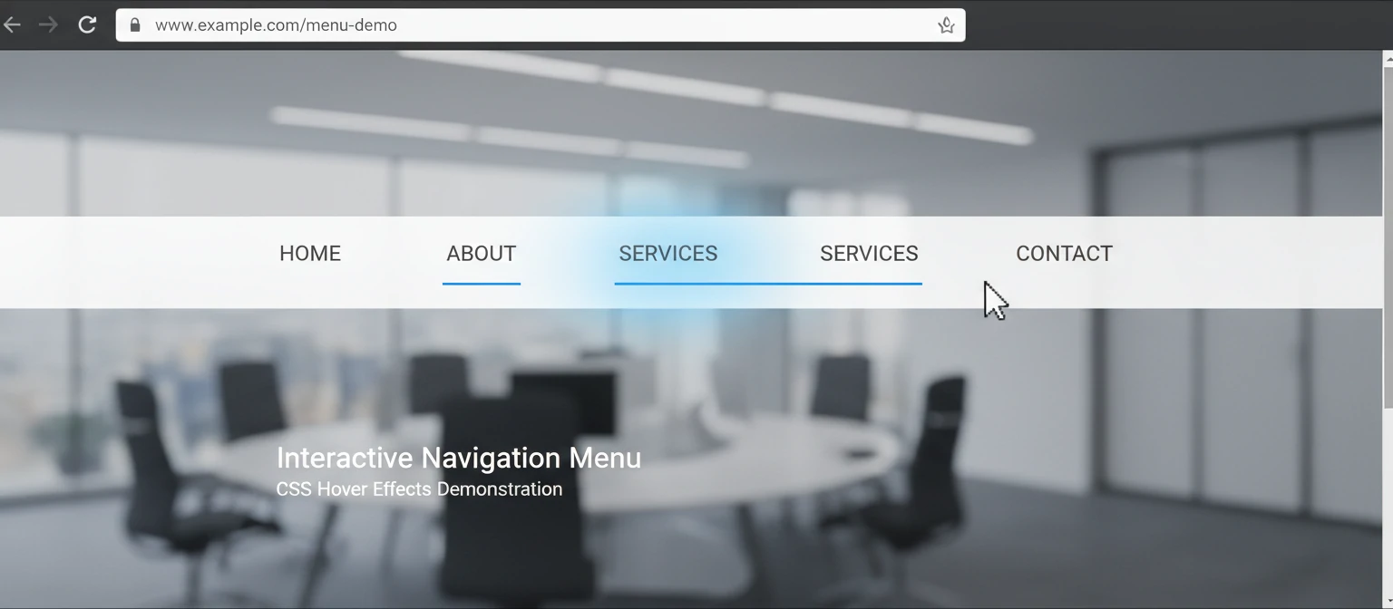 Interactive navigation menu with CSS hover effects