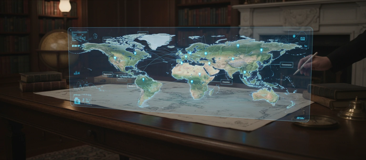 Interactive world map with pins on popular offshore destinations