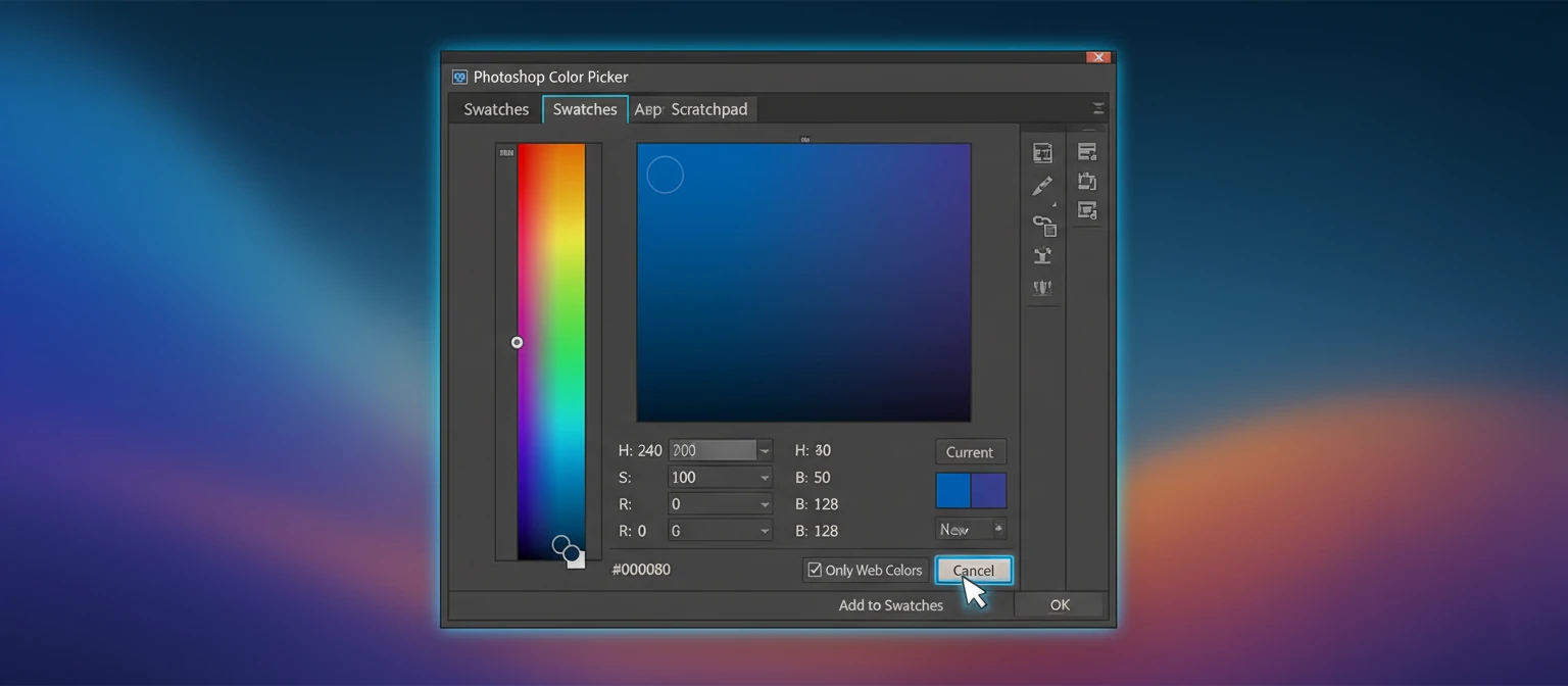 Photoshop Color Picker dialog showing color selection interface