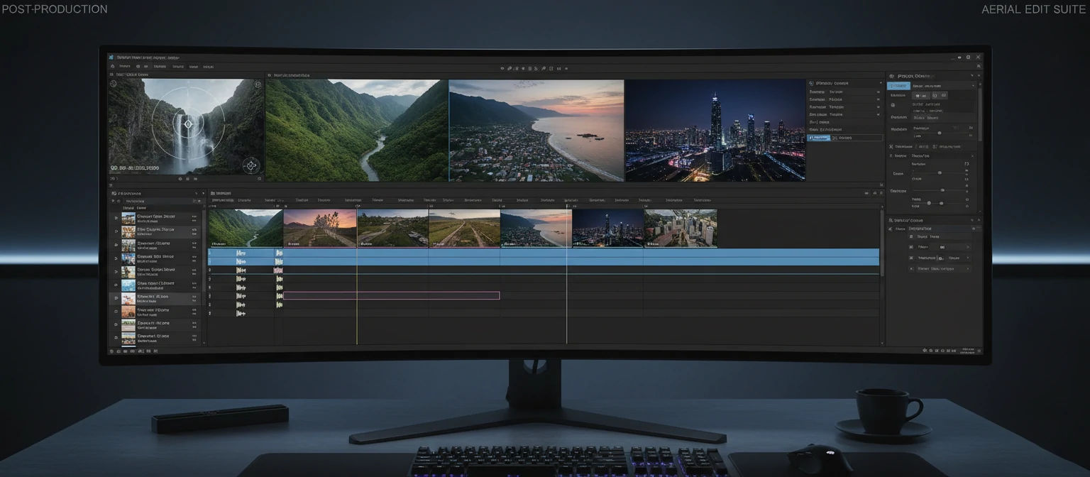 Post-production editing of aerial video footage