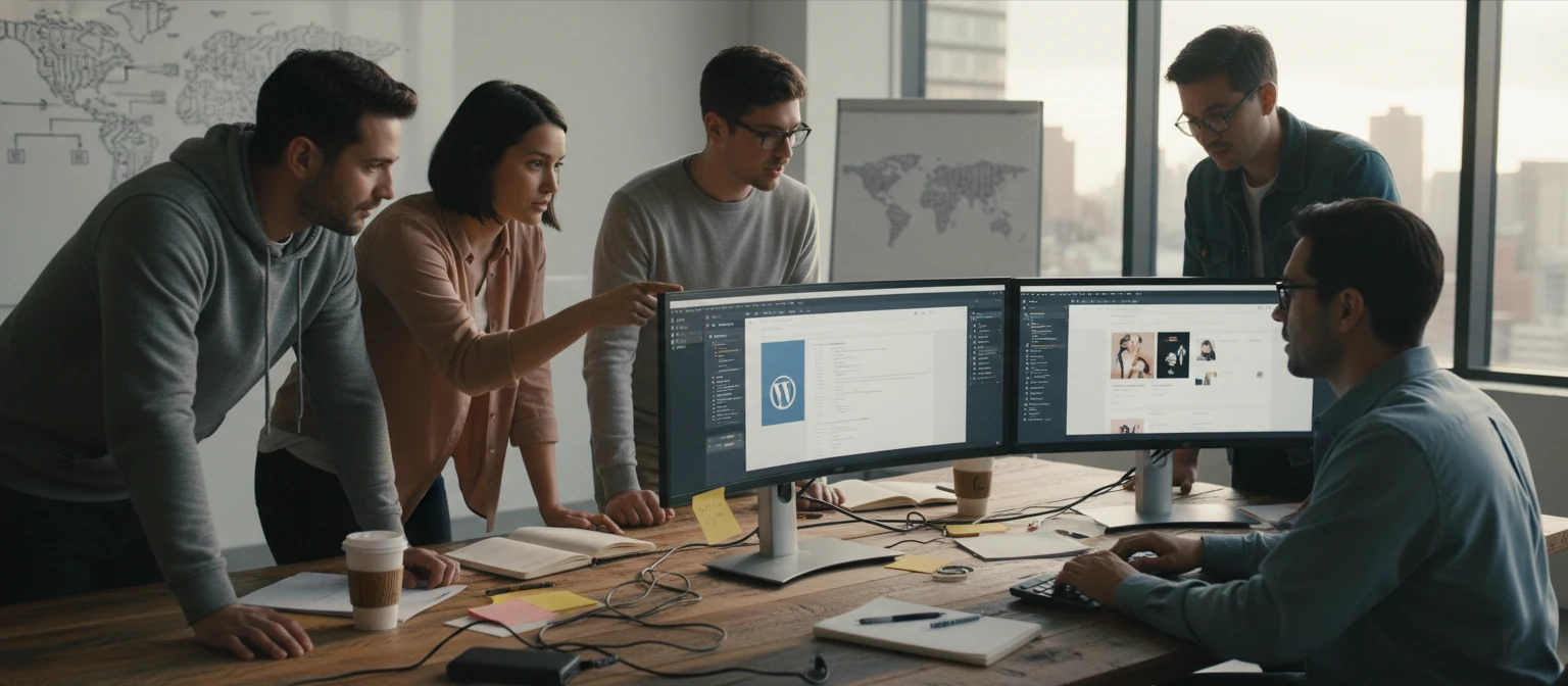 Professional WordPress development team working on a custom website project