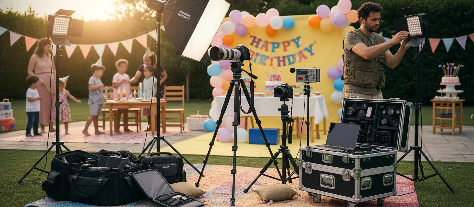 Professional photography equipment setup