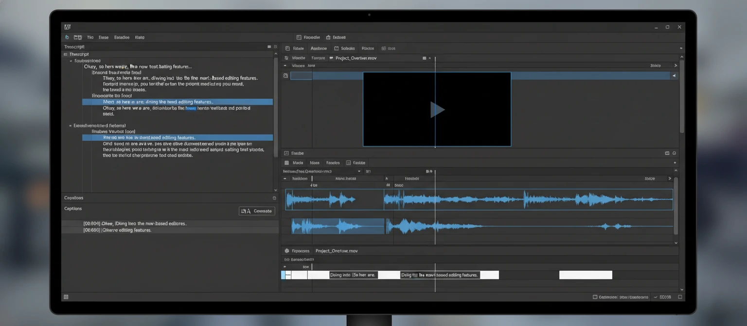 Screenshot of Adobe Premiere Pro's new text-based editing