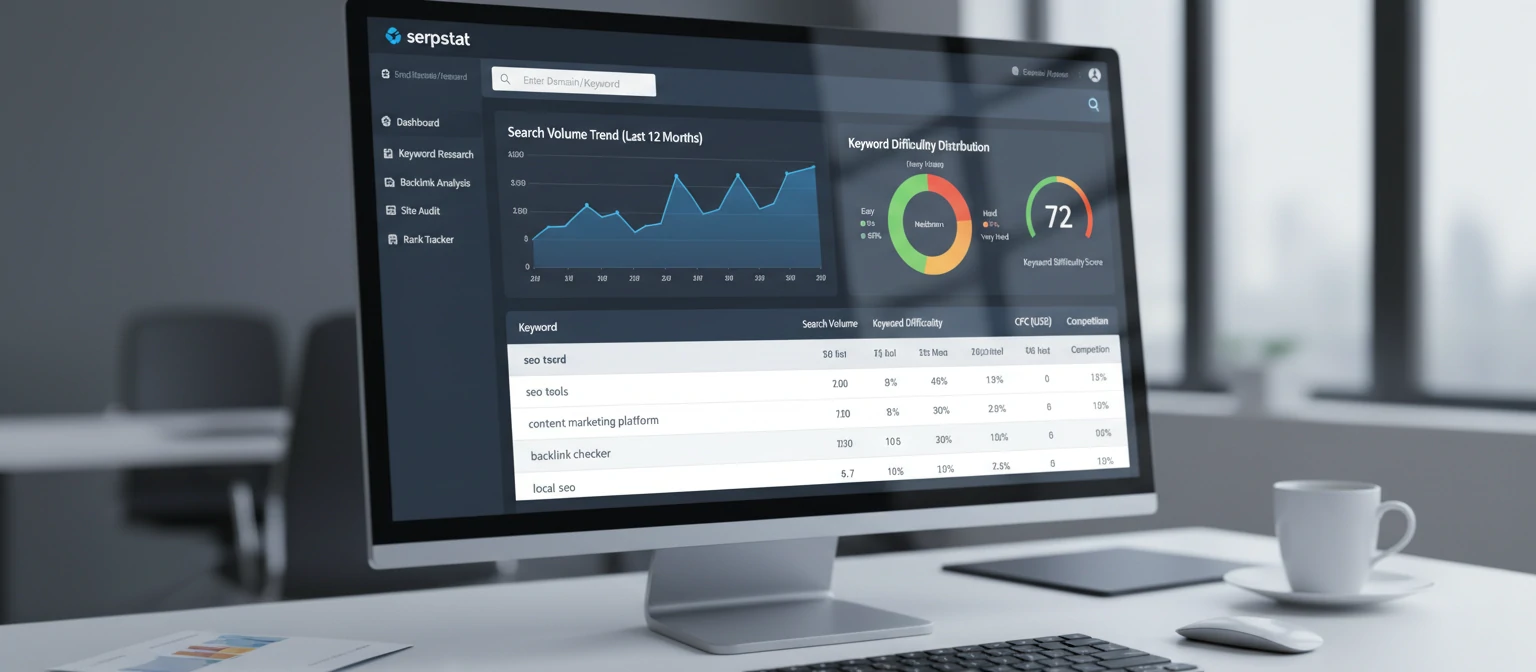 Screenshot of Serpstat's keyword research interface