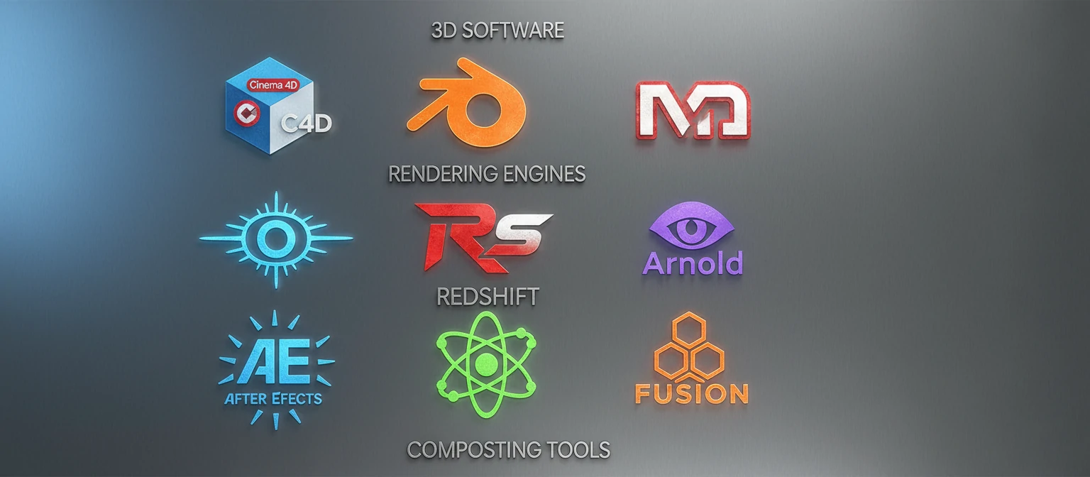 Software logos arranged by function - 3D software