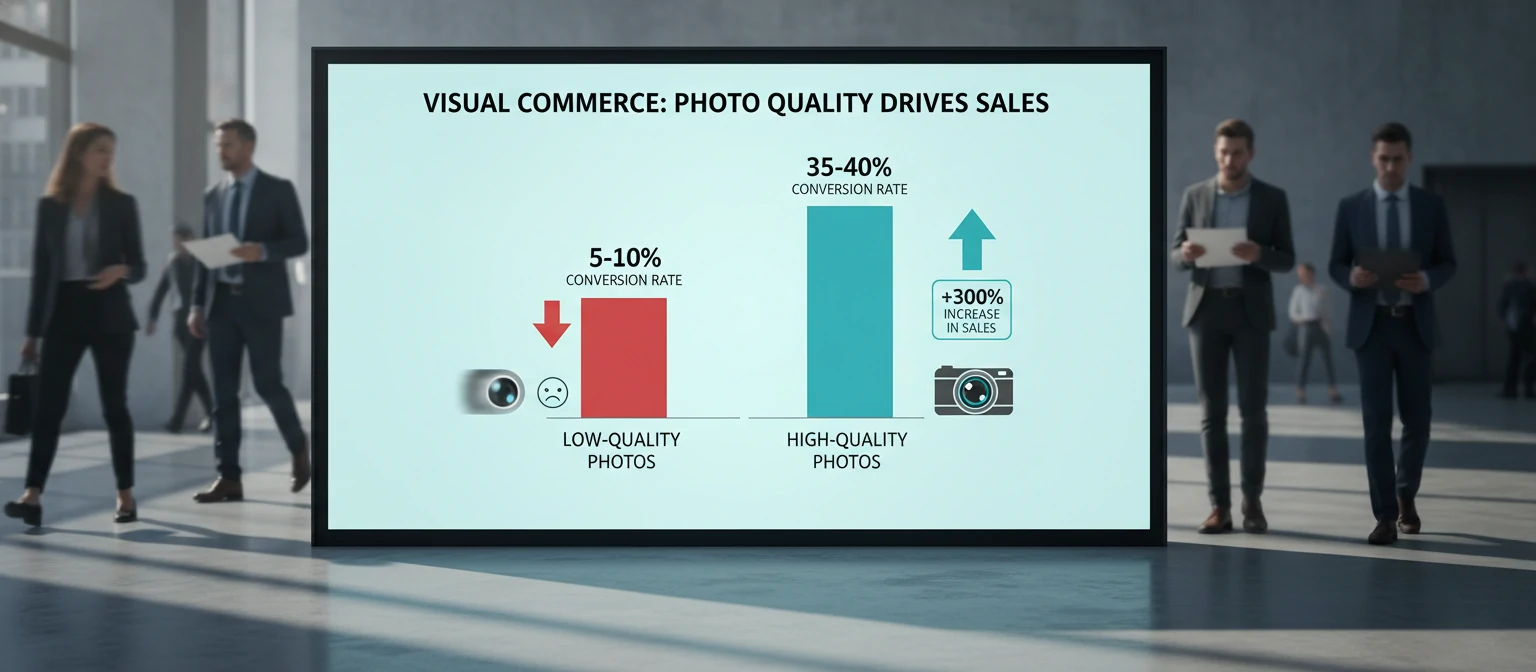 Statistics showing impact of photo quality on sales