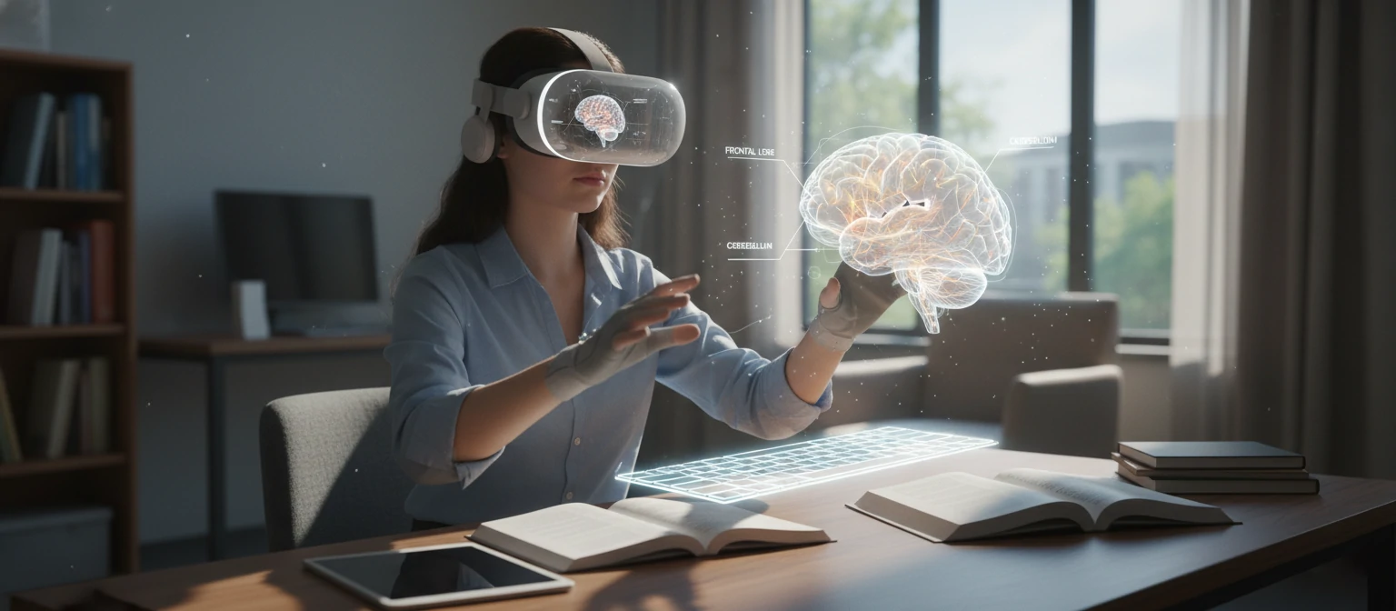 Student using Vision Pro for educational purposes